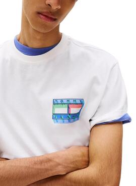 Camiseta Tommy Jeans DNA Flag blanco para hombre