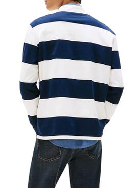 Polo Tommy Jeans rugby de rayas relaxed azul para hombre