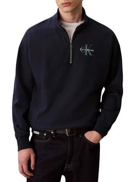 Sudadera Calvin Klein Monologo cremallera marino para hombre