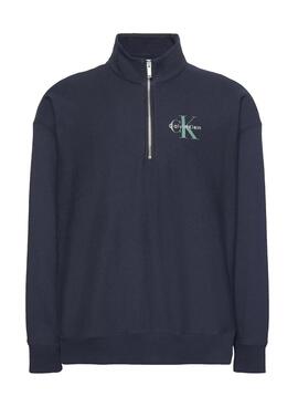 Sudadera Calvin Klein Monologo cremallera marino para hombre