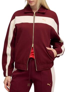 Chaqueta deportiva Puma T7 Relaxed granate para mujer