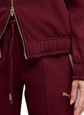 Chaqueta deportiva Puma T7 Relaxed granate para mujer