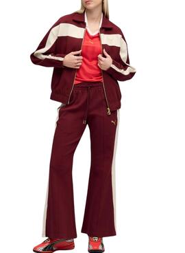 Chaqueta deportiva Puma T7 Relaxed granate para mujer
