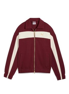 Chaqueta deportiva Puma T7 Relaxed granate para mujer