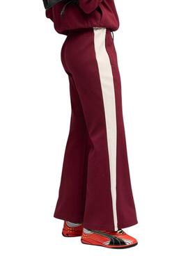 Pantalón Puma deportivo acampanado granate  T7 para mujer