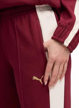 Pantalón Puma deportivo acampanado granate  T7 para mujer