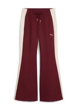 Pantalón Puma deportivo acampanado granate  T7 para mujer