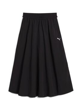 Falda Puma T7 woven midi negro para mujer