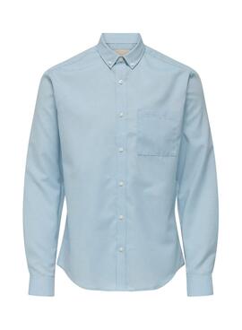 Camisa Only and Sons Alvares oxford azul slim para hombre