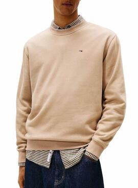Jersey Tommy Jeans Crew beige para hombre