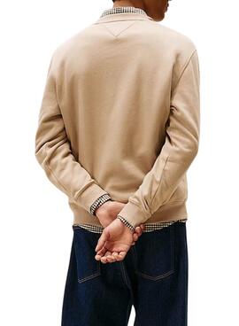 Jersey Tommy Jeans Crew beige para hombre