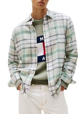 Camisa Tommy Jeans Flannel verde para hombre