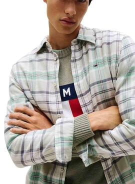 Camisa Tommy Jeans Flannel verde para hombre