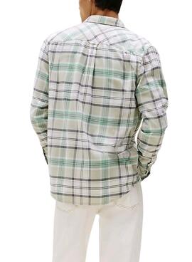 Camisa Tommy Jeans Flannel verde para hombre