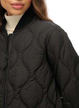 Parka Superdry Quilted negro para mujer