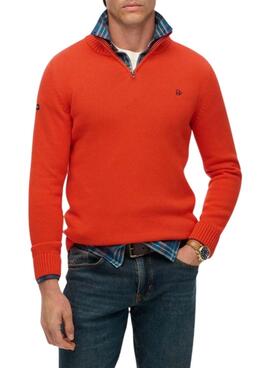 Jersey Superdry Henley naranja para hombre