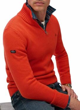 Jersey Superdry Henley naranja para hombre