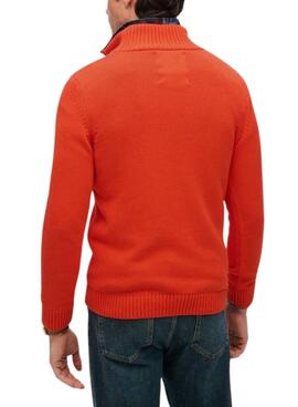 Jersey Superdry Henley naranja para hombre
