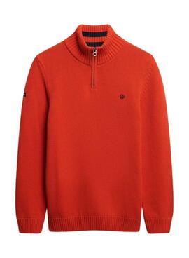 Jersey Superdry Henley naranja para hombre