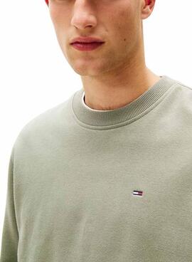 Jersey Tommy Jeans Crew verde para hombre