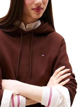 Sudadera Tommy Jeans capucha marrón para mujer