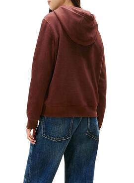 Sudadera Tommy Jeans capucha marrón para mujer