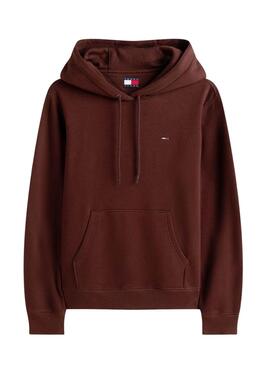 Sudadera Tommy Jeans capucha marrón para mujer