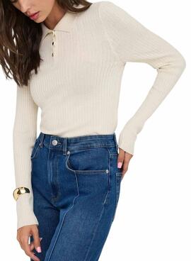 Jersey Only Mila polo beige para mujer