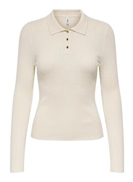 Jersey Only Mila polo beige para mujer