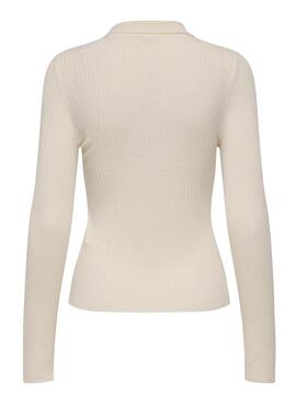 Jersey Only Mila polo beige para mujer