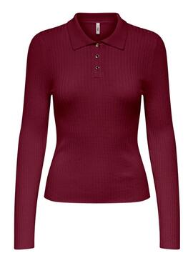 Jersey Only Mila polo granate para mujer