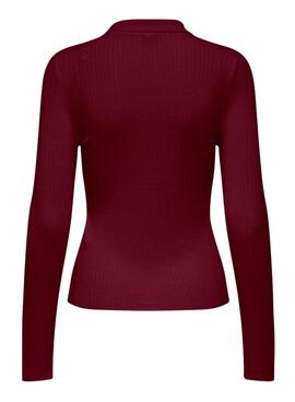 Jersey Only Mila polo granate para mujer