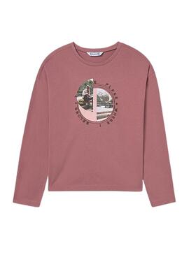 Camiseta Mayoral gráfica rosa para niña