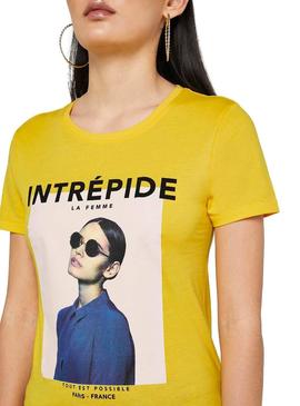 Camiseta Only Indre Amarillo Mujer