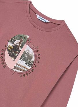 Camiseta Mayoral gráfica rosa para niña