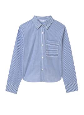 Camisa Mayoral bolsillo rayas azul para niña