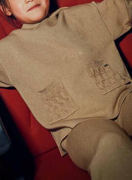 Conjunto Mayoral pantalón y jersey camel para niña
