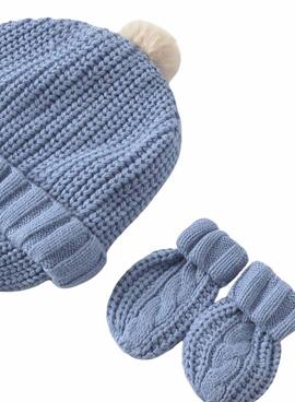 Conjunto Mayoral gorro y manoplas azul para bebé