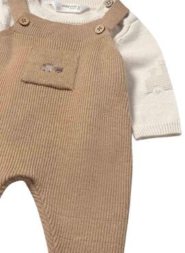 Conjunto Mayoral peto marrón para recién nacido