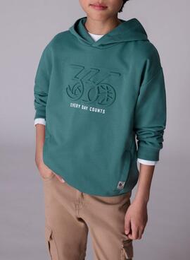 Sudadera Mayoral con capucha verde para niño