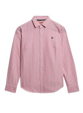 Camisa Superdry Oxford rayas rosa y blanco para mujer