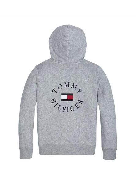 Sudadera Tommy Hilfiger Logo Zip Gris Nino