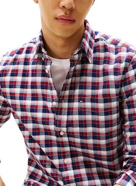 Camisa Tommy Hilfiger Tartan rojo y azul para hombre