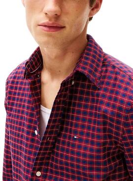 Camisa Tommy Hilfiger Check rojo y azul marino para hombre