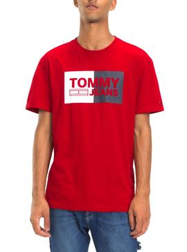 Camiseta Tommy Jeans Essential Split Rojo Hombre