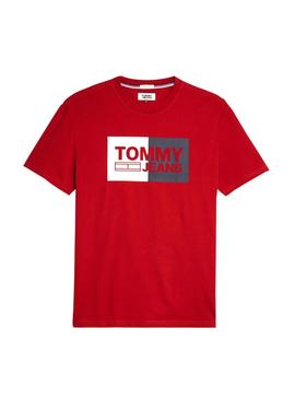 Camiseta Tommy Jeans Essential Split Rojo Hombre