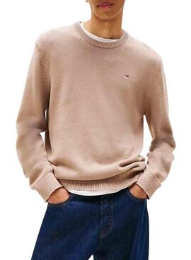 Jersey Tommy Jeans básico beige para hombre