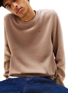 Jersey Tommy Jeans básico beige para hombre
