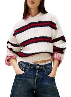 Jersey Tommy Jeans Fluffy rayas para mujer