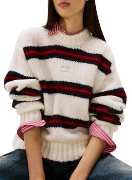 Jersey Tommy Jeans Fluffy rayas para mujer